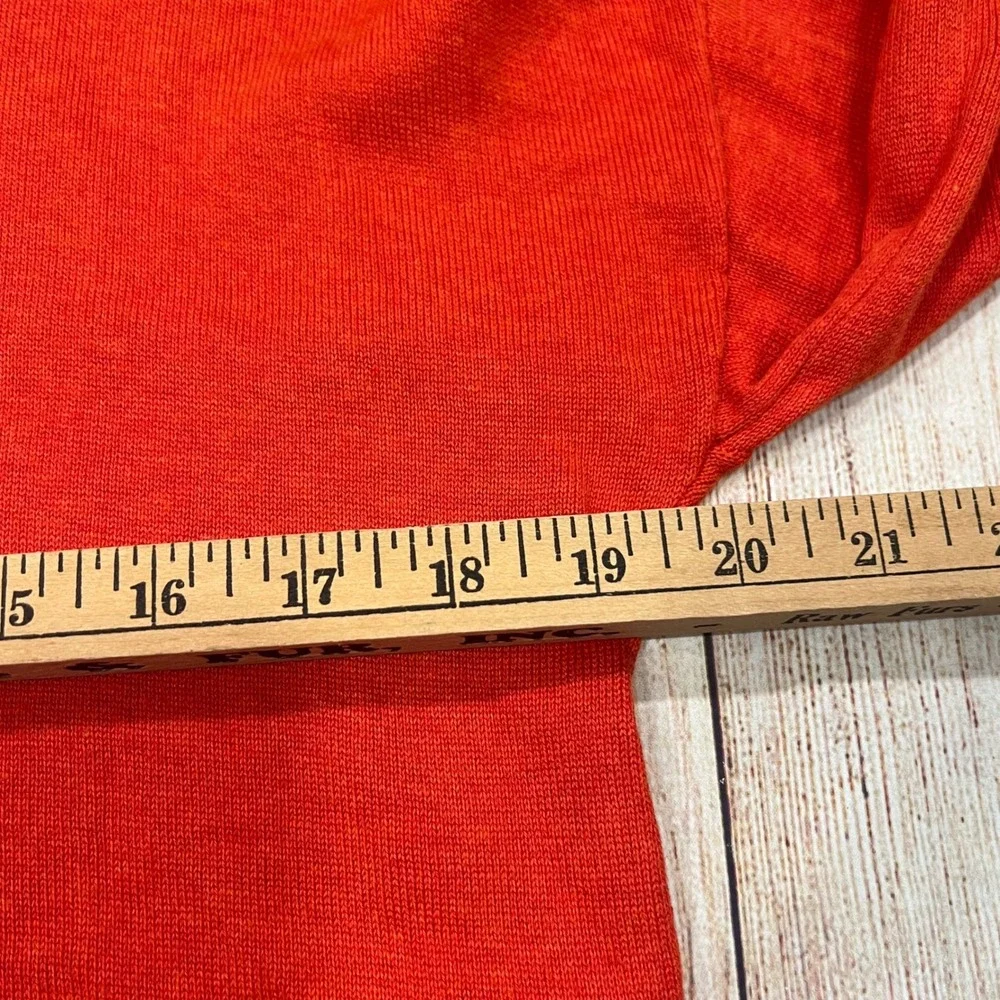 Lilla P Orange Cotton Modal Puff‎ Sleeve Crewneck Sweater Small
